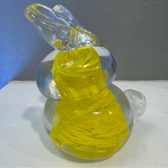 Handblown one of a kind glass bunny rabbit with yellow glass design inside. - Picture 3 of 12